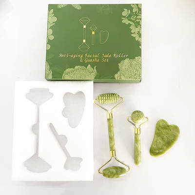 Face Lift Massagista de rolos de jade de dois lados para beleza natural e face lifting