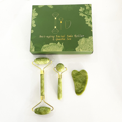 Face Lift Massagista de rolos de jade de dois lados para beleza natural e face lifting