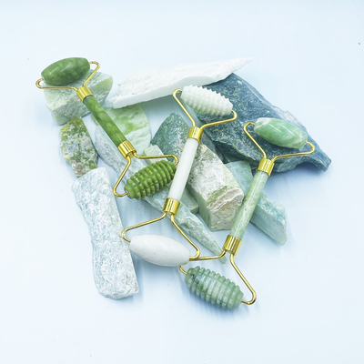 Antienvelhecimento Pedra Natural Rosa Branca Mini Pele Facial Custom Caixa Magnética Embalagem Roller de Jade Verde