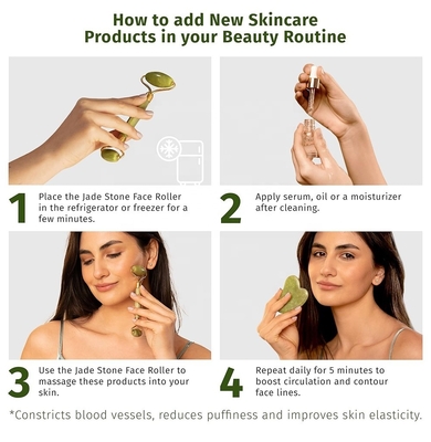 Antienvelhecimento Pedra Natural Rosa Branca Mini Pele Facial Custom Caixa Magnética Embalagem Roller de Jade Verde