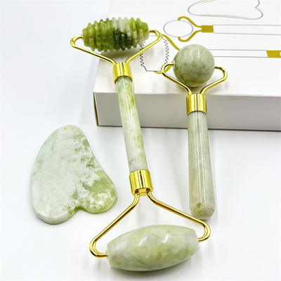 Home Jade Roller com Natural Xiuyan Stone Beauty Green Facial Ice Roller e Custom Box