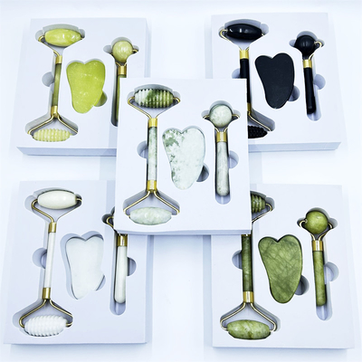 Home Jade Roller com Natural Xiuyan Stone Beauty Green Facial Ice Roller e Custom Box