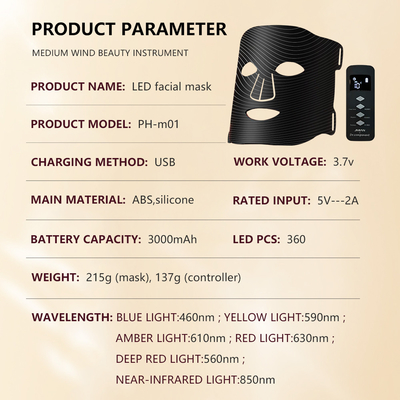 Máscara de terapia facial de pulsação de luz fotovoltaica LED com solução compacta de cuidados com a pele