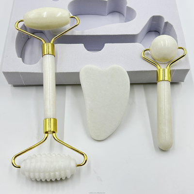 100% Natural Xiuyan Stone Jade Roller Gua Sha Set para face lifting e tensão da pele