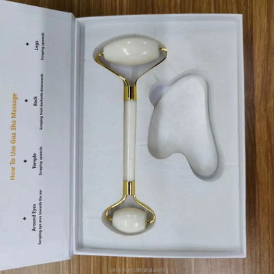 2024 Double Head Xiuyan Stone Jade Roller e Gua Sha Set para cuidados com a pele à prova d' água Sim