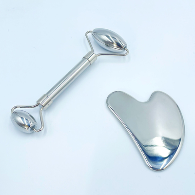 Relaxe e alivie a dor com a Massagem Corporal de Rolo de Gua Sha, de aço inoxidável.