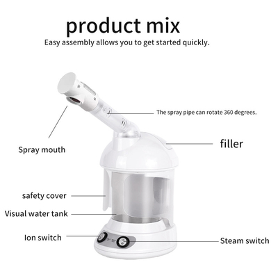 Vaporizador facial multifuncional profissional com umidificador de ozono e lâmpada de alimentação