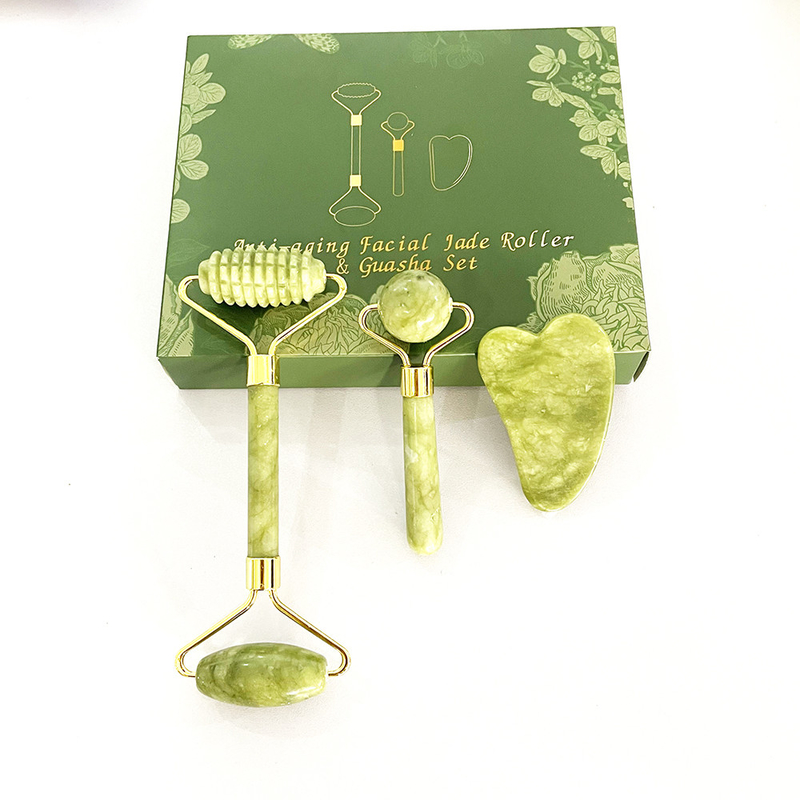Face Lift Massagista de rolos de jade de dois lados para beleza natural e face lifting